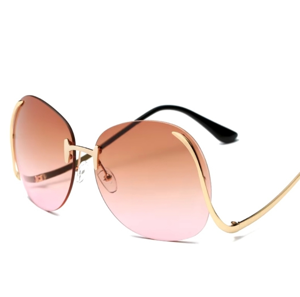 Oversized Rimless Statement Piece Sunglasses - Picture 2 of 4